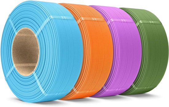 Navulling PLA-filament, 1,75 mm, 4 kg, 3D-printerfilament, PLA-bundel, geen spoel, mat, voor herbruikbare spoelen, compatibel met Bambu Lab filament, olijfgroen/lichtblauw/paars/or