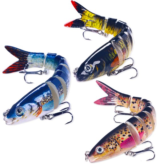 NAXSIR Multi-Jointed Lure, 13,4 cm, 18 g, met 6 haken, zinkend aas, 3 per doos van Merkloos