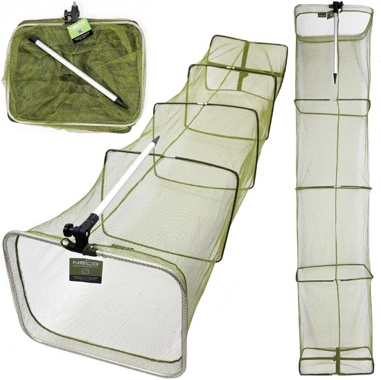 Neco Visnet Rechthoekig 2m 35x45cm met Steel en 5 Ringen van Neco