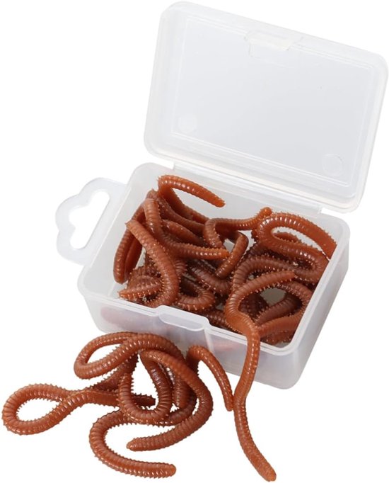 Nep Regenworm - Kunstaas Visworm - Vissen Lokken - Levensechte Vorm - Maat M - Rood