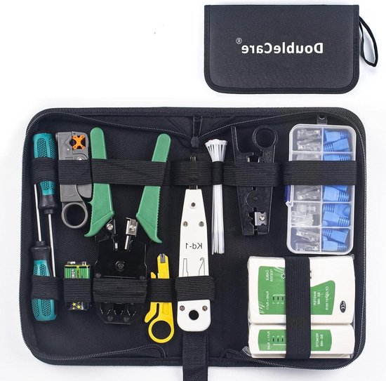 Network Repair Pack with Professional Tools - Crimping Tool and Ethernet Cable Tester - Home and Office Use van Merkloos