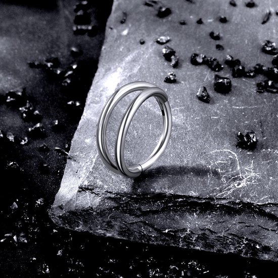 neusring dubbel 20G 18G - titanium legering - gehingd - voor septum en cartilage piercings - Homevero