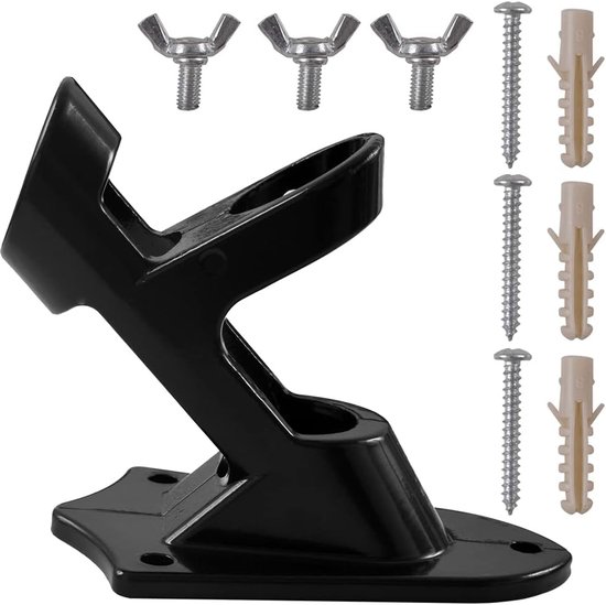 Newk Two-position flagpole holder with mounting accessories, made of cast iron with black finish, strong and stainless coated, 2.5cm inner diameter van Newk