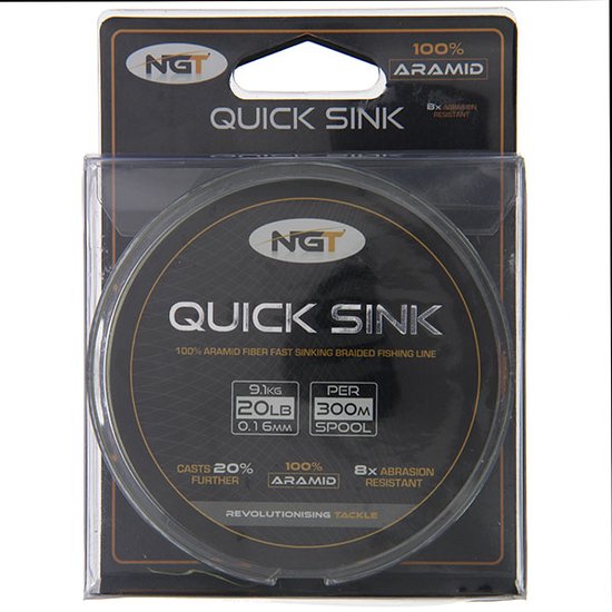 NGT 300m Spool Of 'Quick Sink' Moss Green 20lb Braid | Gevlochten lijn van NGT