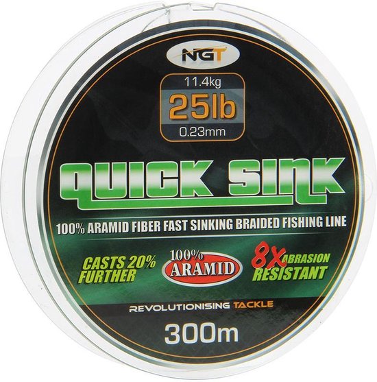 NGT 300m Spool Of 'Quick Sink' Moss Green 25lb Braid | Gevlochten lijn van Merkloos
