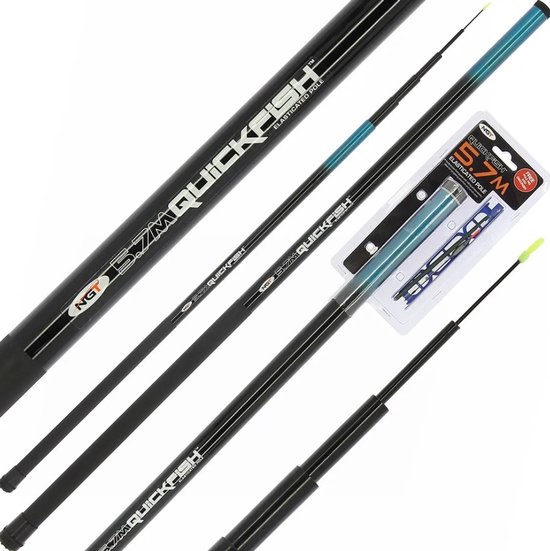 NGT Quickfish Combo Elasticated Vaste Hengel 5.7m (Incl. Tuigje & Onthaker) - Vaste Hengel van Merkloos