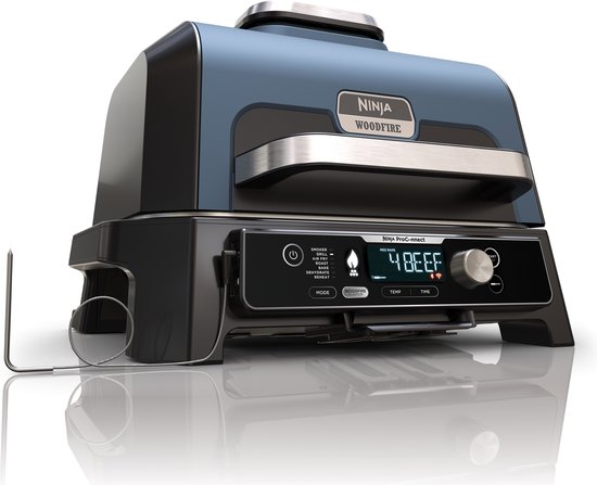 Ninja Woodfire Pro Connect XL - 7-in-1 Elektrische Smart BBQ Grill en Smoker - Inclusief Digitale Braadthermometer - Connect App - OG901EU van Ninja