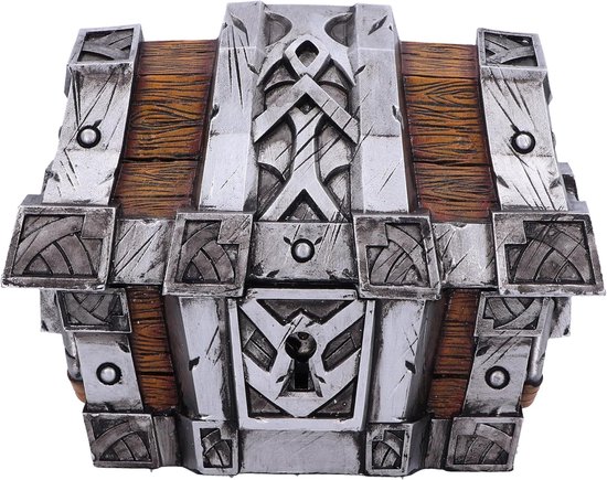 Now World of Warcraft Silverbound Treasure Chest, 10,5 cm, Zilver/Bruin, Officiële Merchandise, Gaming Controller Box | Hars, Zilver/Bruin, Officiële World of Warcraft Merch, Treasure Chest Box, Gaming Controller Box