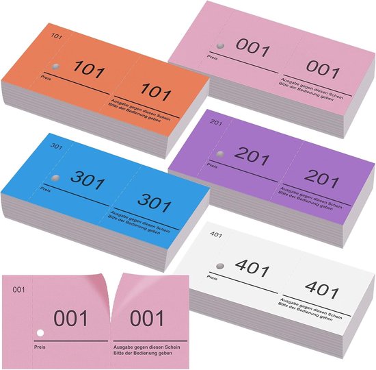 Nummerblokken - Elegant - 10 x 5 cm - Dubbele Nummerblokken 1-500 - Voor Evenementen en Loterijen