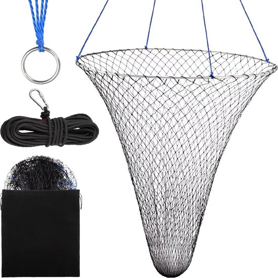 Nylon Draagbaar Pier Visnet voor Bridge Drop Net Vissen - Schepnet Kit met Karabijnhaken en Roestvrij Stalen Ring van Smronar