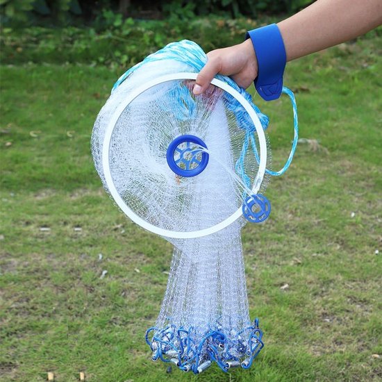 Nylon Fishing Net - Outdoor Monofilament - American Style Cast Hand Throw Fishing Mesh Net (2.4m)