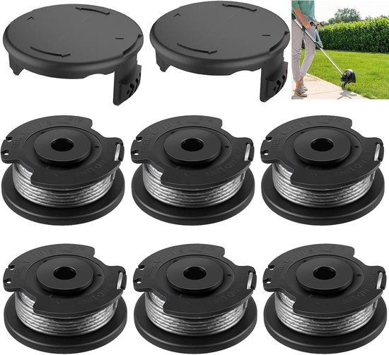 Nylon Snijdraad Spoelen 6 Stuks 1.65mm 4.9m voor Grastrimmer met Deksels en Snijdraad Accessoires