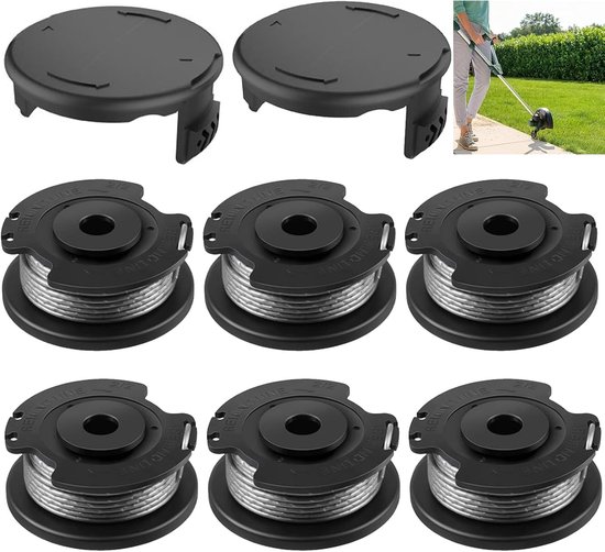 Nylon Snijdraad Spoelen Set van 6 Stuks 1.65mm voor Grastrimmer met Deksel en Draadaccessoires