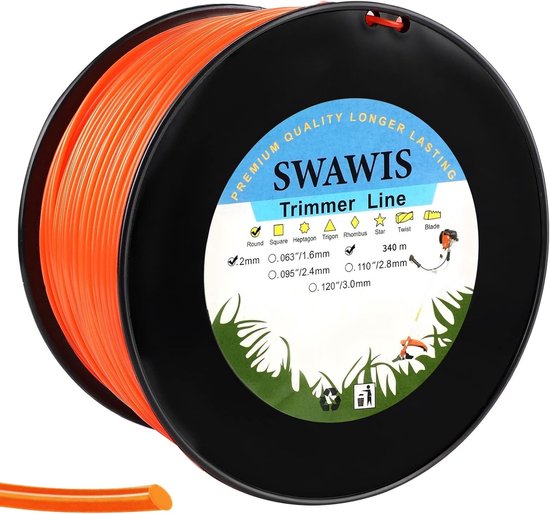 Nylon snijdraad voor grasmaaier, rond, 0.3 cm dik, 340 meter, rood en oranje, tuinaccessoires