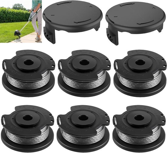 Nylon Snijspoelen Set van 6 Stuks 1.65mm voor Grastrimmer met Deksel en Draadspolen voor Tuinonderhoud