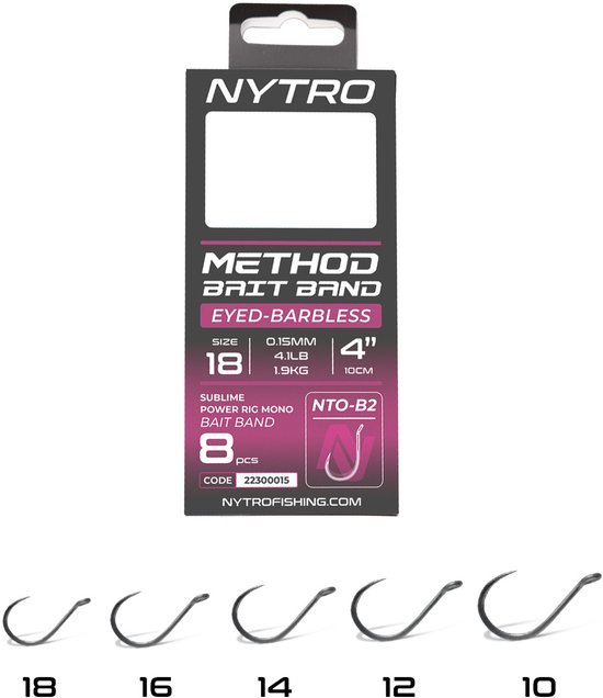 Nytro NTO-B2 Barbless Method Latex Bait Band Rigs – 10 Cm #14 - 0.19mm - 6.2lb