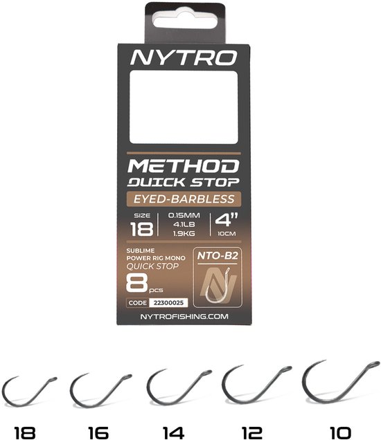 Nytro NTO-B2 Barbless Method Quick-Stop Ready Tied Rigs – 10 Cm #16 - 0.17mm - 5.2lb