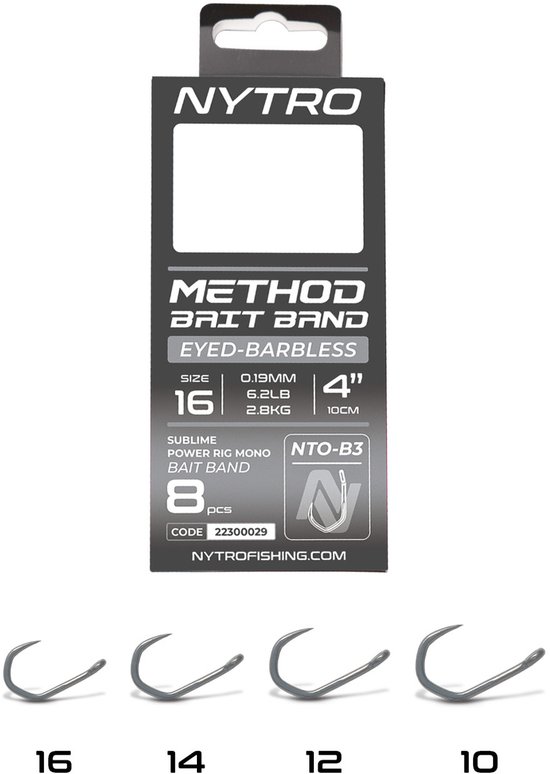 Nytro NTO-B3 Barbless Method Latex Bait Band Rigs – 10 Cm #10 – 0.25mm - 12lb