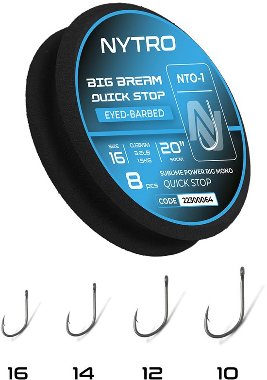 Nytro Ready Tied Rigs Big Bream Quick Stop Eyed-Barbed 50cm (8 pcs) - feeder onderlijnen - Maat : Haak 16 - 0.13mm