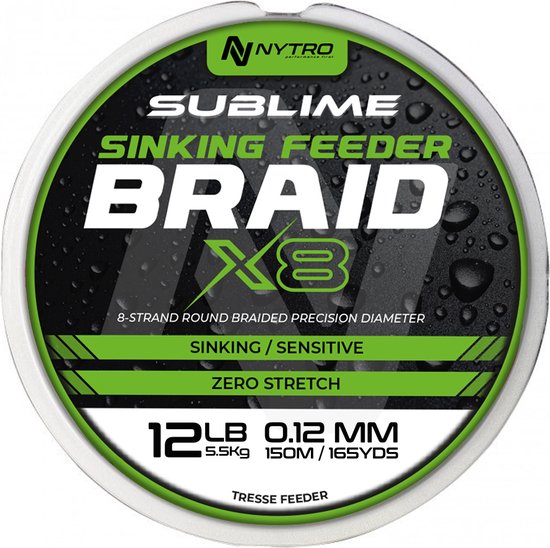 Nytro Sublime X8 Sinking Feeder Braid | 150m 0.12mm van Merkloos