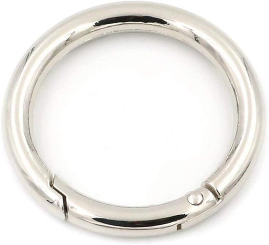 O Rings - 2 Pcs Spring Snap Hooks - Φ48mm Round Carabiner Snap Clip - Clamp Closure Keychain Buckle voor Bags - Purses - Handbag Strap - Zilver van Merkloos