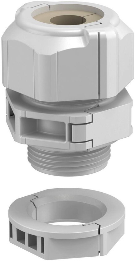 OBO Bettermann Kabelwartel, deelbaar dichtinzet, 1 kabel M20 polycarbonaat lichtgrijs, 2024946