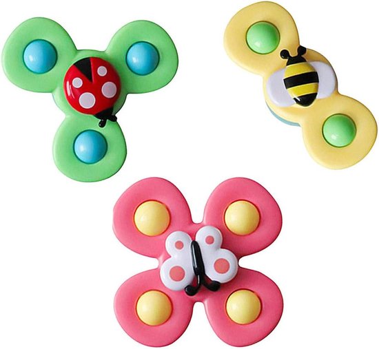oCreon Speelgoedtol met Zuignap - Sensorisch Babyspeelgoed - 3 Stuks Insect - Tafelzuiger & Spinner van oCreon
