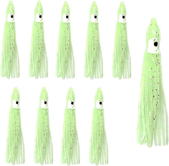 Octopus Drag Bait 9cm - 10 Stuks Zachte Rubber Squid voor Zoet- en Zoutwater, Perfect voor Baars en Forel