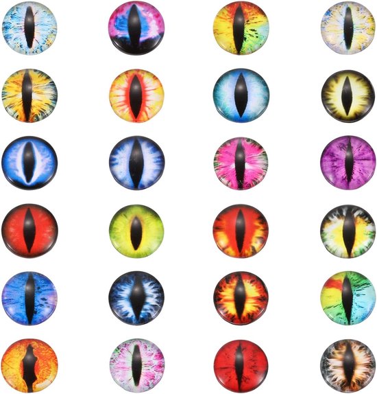 Ogen, 100 stuks glazen cabochon gemengde stijl dier realistisch oog voor gehaakte kleipoppen maken doe-het-zelf bevindingen sieraden maken, gemengde kleur (19#)