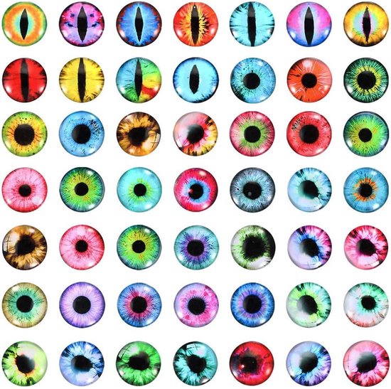 Ogen, 100 stuks, ronde glazen ogen, dieren, gehaakte ogen voor kleipoppen, knutselen, doe-het-zelf bevindingen, sieraden maken, veelkleurig