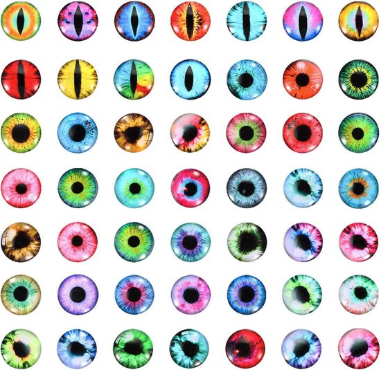 Ogen, 100 stuks ronde glazen ogen dieren haakogen voor kleipoppen maken ambacht DIY accessoires sieraden maken, veelkleurig