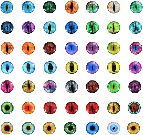Ogen, 100 stuks ronde glazen ogen voor dieren, haakwerk, ogen voor kleipoppen, knutselwerk, DIY-artikelen, sieraden maken, gemengde kleuren