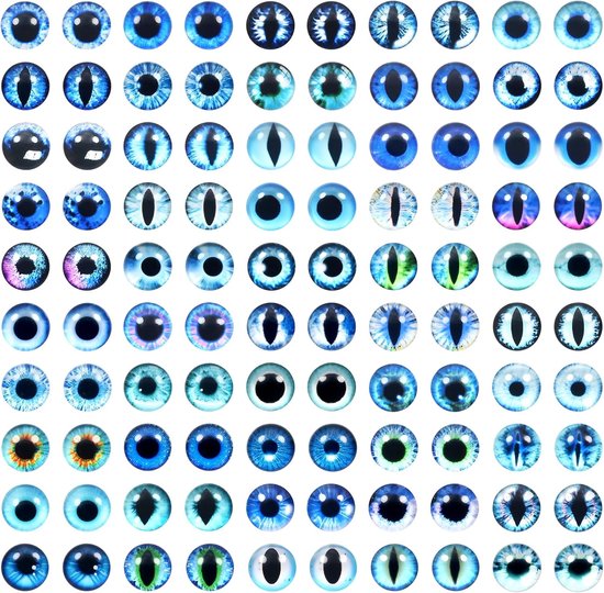 Ogen 10mm Blauw Rond Glas Cabochon 50 Stijlen Dragon Eyes Veiligheidsogen voor Dieren Poppen Maken