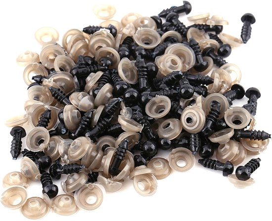 Ogen 10mm met Sluitringen, DIY Knuffeldierenogen Poppen Maken