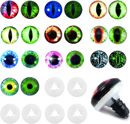 Ogen 18 mm Ronde Lichtgevende Drakenogen Glazen Poppenogen om te Knutselen Cabochon Poppenogen met Sluitringen voor Speelgoed Accessoires Pluche Dier Haakdieren