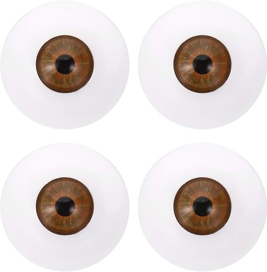 Ogen, 2 paar realistische acryl ogen plastic halve oogballen voor poppen maskers Halloween rekwisieten kunst ambacht, rood bruin