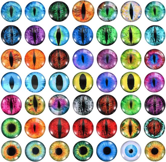 Ogen, 20 mm, ronde glazen ogen, dierenogen, haaknaalden, gemengde kleuren