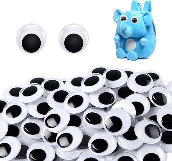 Ogen, 20 mm, zelfklevend, rond, zwart-wit, zelfklevend, groot, zwarte wiebelogen, groot, knutselen, wiebelogen, geschikt voor knutselen, decoreren en scrapbooking