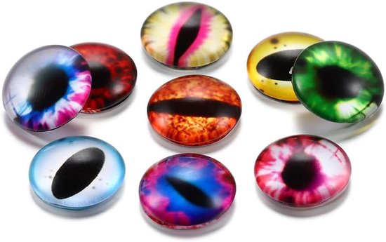 Ogen 20mm ronde drakenogen, cabochon ogen, grote glazen poppenogen, dierenogen van glas voor knutselen voor kat, uil, pluchen speelgoed - willekeurige stijlen en kleuren