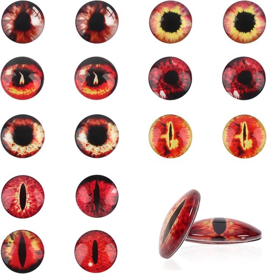 Ogen 20mm Rood Rond Glas Cabochon 10 Stijlen Dragon Eyes Veiligheidsogen voor Dieren Poppen Maken