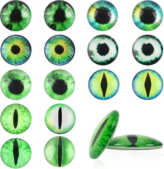 Ogen, 30 mm, ronde groene serie drakenogen, cabochons van glas, poppenogen, om te knutselen, voor speelgoed, accessoires, pluche dier, gehaakte dieren, pop, marionet