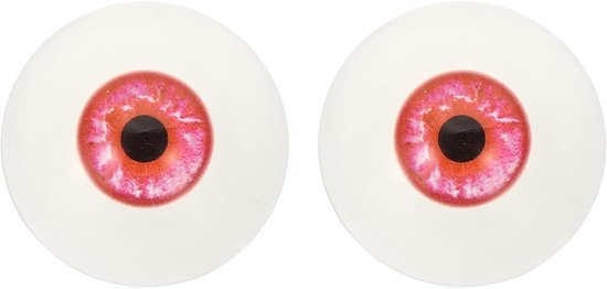 Ogen 32 mm, 1 paar realistische acryl ogen halve bal van kunststof voor poppenmaskers Halloween handwerk, ijsrood
