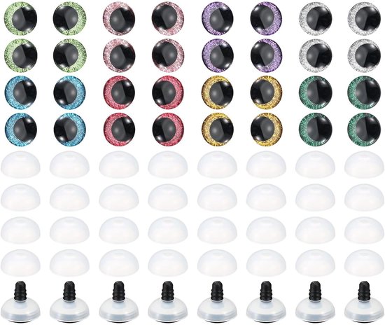 Ogen, 32 Set Pop Ogen met Wasmachines Zachte Knoppen Realistische Kleurrijke Haken Veiligheid Ogen voor Decor Haak Accessoires Poppen Ambacht, 8 Kleuren