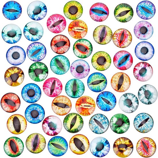Ogen, 50 stuks drakenogen tegels enge ogen menselijke pupilogen halve ronde edelstenen glazen cabochons voor sculpturen rekwisieten foto koepel hanger dienbladen