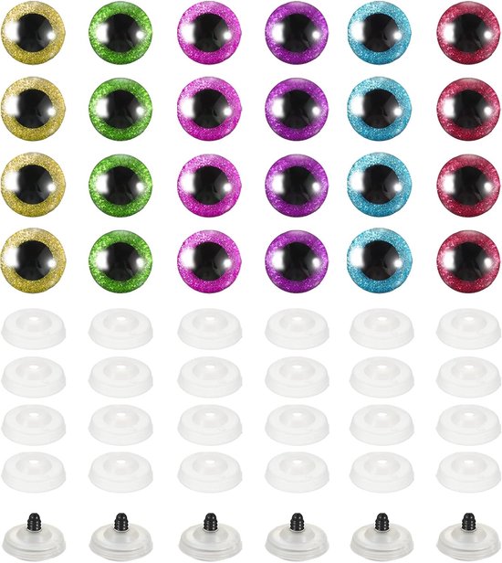 Ogen, 60 Stks Pop Ogen Realistische Kleurrijke Haken Veiligheid Ogen voor Decor Haak Accessoires Poppen Ambacht, 6 Kleuren