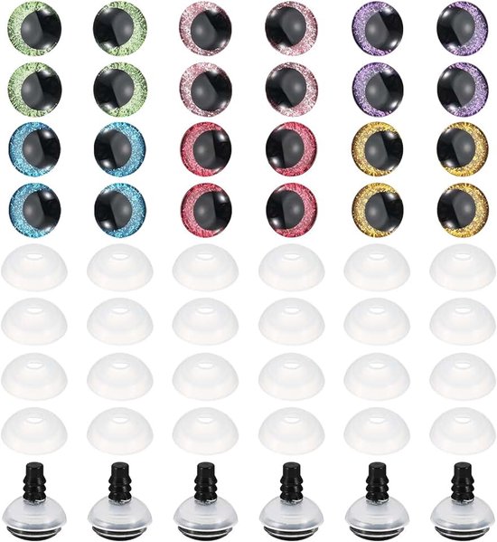Ogen, 60 Stuks Pop Realistische Kleurrijke Breiwerkveiligheidsogen voor Decor Breiwerkaccessoires Poppen Knutselen, Gemengde Kleuren