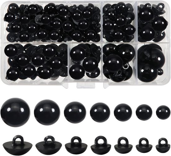 Ogen 8 tot 17 mm Zwart Kunststof Knopen Naaienopen voor Zachte Pop Maken Diy Craft Pluche Dier