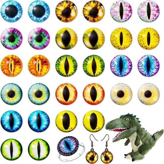 Ogen glazen glitter glazen draagoog glazen ogen voor knutselen realistische kleurrijke poppen maken DIY knutselwerk 30 stuks glazen cabochons draagoog voor sieraden bezel setting