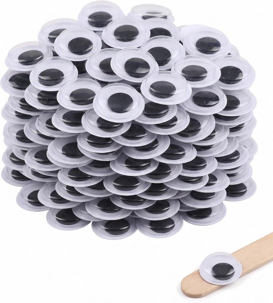 Ogen, groot, 100 stuks, 20 mm, rond, zelfklevend, voor kinderwerk, amigurumi, poppen, poppen en creatieve creaties