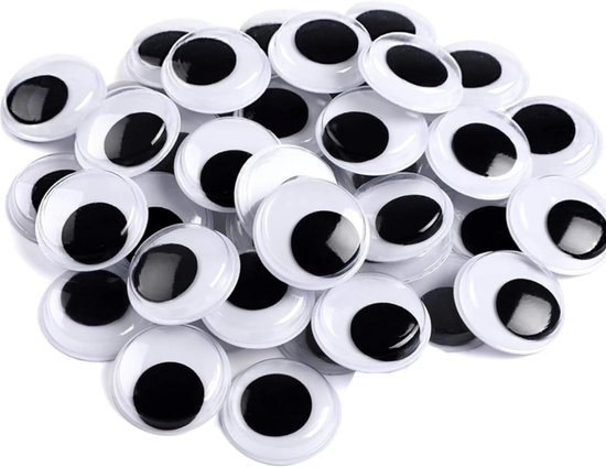 Ogen, groot, 50 mm, kunststof ogen met stickers, ronde wiebelogen voor knutselwerk, scrapbooking, kunstprojecten, kostuums en Halloween-decoratie